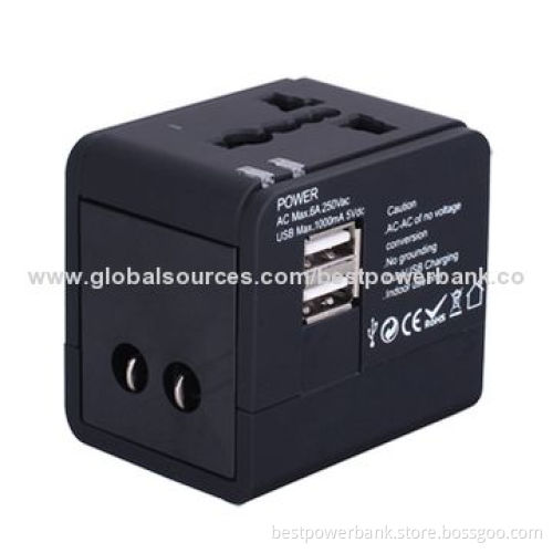 5V/2.1A Dual-USB Universal Travel Chargers with UK/US/AU/EU Plug Available